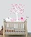 Elephant Nursery Tree Decal, Pink Wall Stickers, Animal Decals, Baby Pink