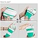 CREATELIFE Collapsible Travel Cup - Multifunctional Silicone Folding Camping Cup Sport bottle with Lids - Expandable Scald-proof Drinking Cup - BPA Free, Portable Bottle (Teal)