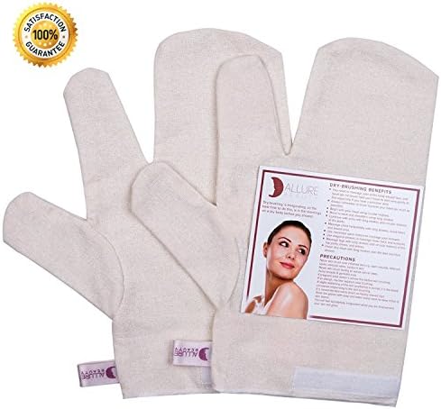 Allure Beauty Ayurvedic Garshana 100% Raw Silk Gloves - Dry Massage Gloves, Remove Dead Skin Cells, Reduces Cellulite, Stimulates Blood Flow, Lymphatic System Detox (small)