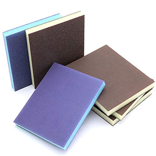 Maslin 2pcs Grits 60 80 120 180 240 320 400 600 Double Side Abrasive Tools Polishing Sponge Sandpaper/Sanding Sponge Pad - (Grit: 220, Color: Grey) - Thumbnail 2