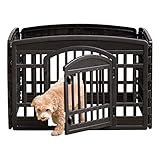 IRIS 24'' 4 Panel Exercise Pet Playpen with Door, Black
