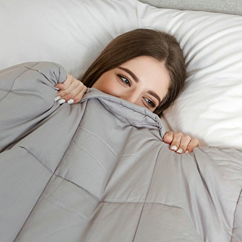 Weighted Idea Autism Weighted Blanket (48''x78'', 12 lbs for 100-140lbs individuals, Light Grey, Queen Size) for Adult Woman and Man - Occupational Therapy for Anxiety, Insomnia, Agitation, Autism