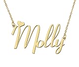 Aoloshow 18k Gold Plated Molly Heart Name Necklace