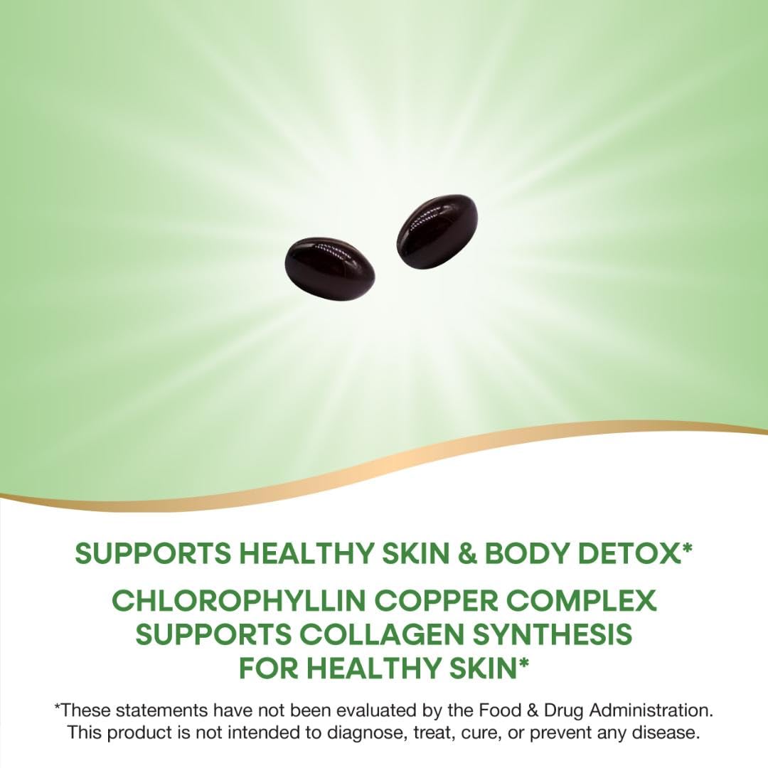 Nature’s Way Chlorofresh Chlorophyll Concentrate, Chlorophyll Supplements, Supports Detox Pathways* & Healthy Skin*, Chlorophyllin Copper Complex, Internal Deodorant*, 90 Softgels (Packaging May Vary)