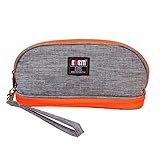 BUBM Makeup Bag, Portable Travel Carry Bag Organizer with Handle for Women Cosmetics and Toiletry Kits, Compact and Lightweight, Easy to Carry( Gray and Orange)