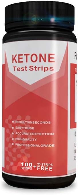 Ketone Test Strips MERYDI Ketone Test Kits |125 Strips| Accurately & Quickly Monitor Ketone Level for Ketogenic, Low-Carb Weight-Loss Diets, Atkins & Paleo Diets