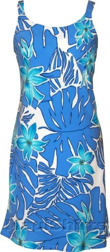 RJC Womens Big Bold Beautiful Bias Cut Slip Sundress in Blue Flower - M