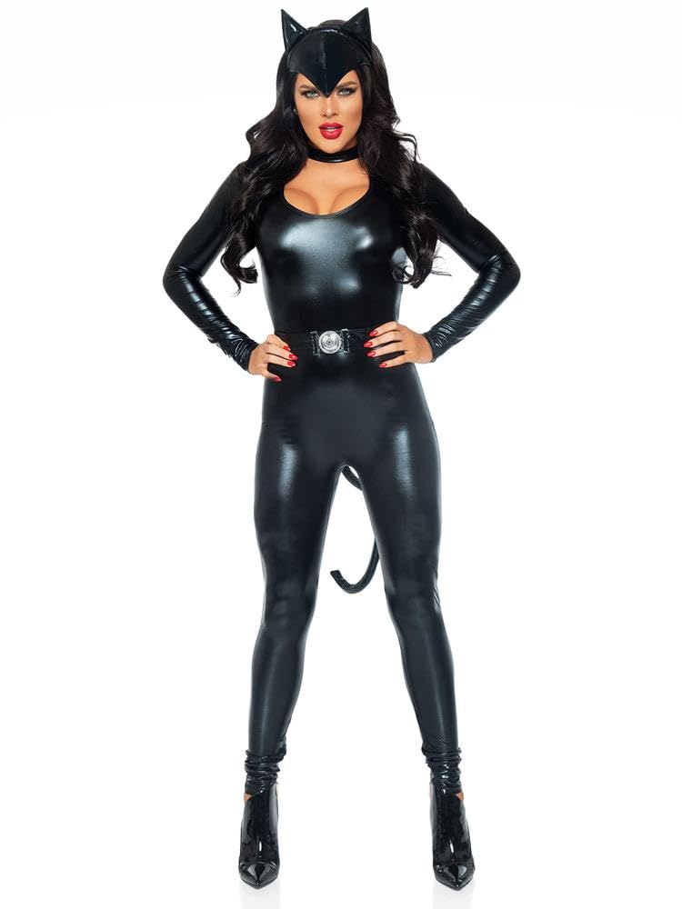 Leg Avenue Women's 3 Piece Frisky Feline Catsuit Costume