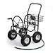Most Popular Selling Portable Rolling Heavy Duty Steel Hose Reel Cart with Storage Basket Handle- Rust Resistant Polystyrene Finish- Lightweight Frame Pneumatic Tires- 250'of 5/8" Hose Capacity primary