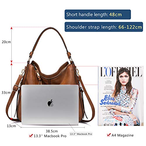 Handtaschen-Damen-Lederimitat-Umhngetasche-Designer-Taschen-Hobo-Taschen-gro-Mit-Quasten-Braun
