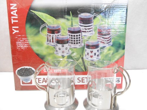 Tea and Coffee Cup Set - Heat Resistant Glass & Stainless Handles