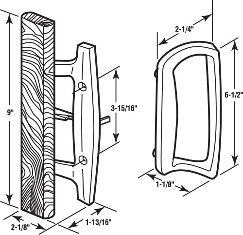 prime-line c 1204 juego de manijas para puertas corredizas de vidrio - reemplace las manijas de las puertas viejas o dañadas de manera rápida y fácil - fundición a presión blanca, estilo embutir / gancho 