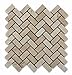 Ivory (Light) Travertine 1 X 2 Herringbone Mosaic Tile, Tumbled - 6