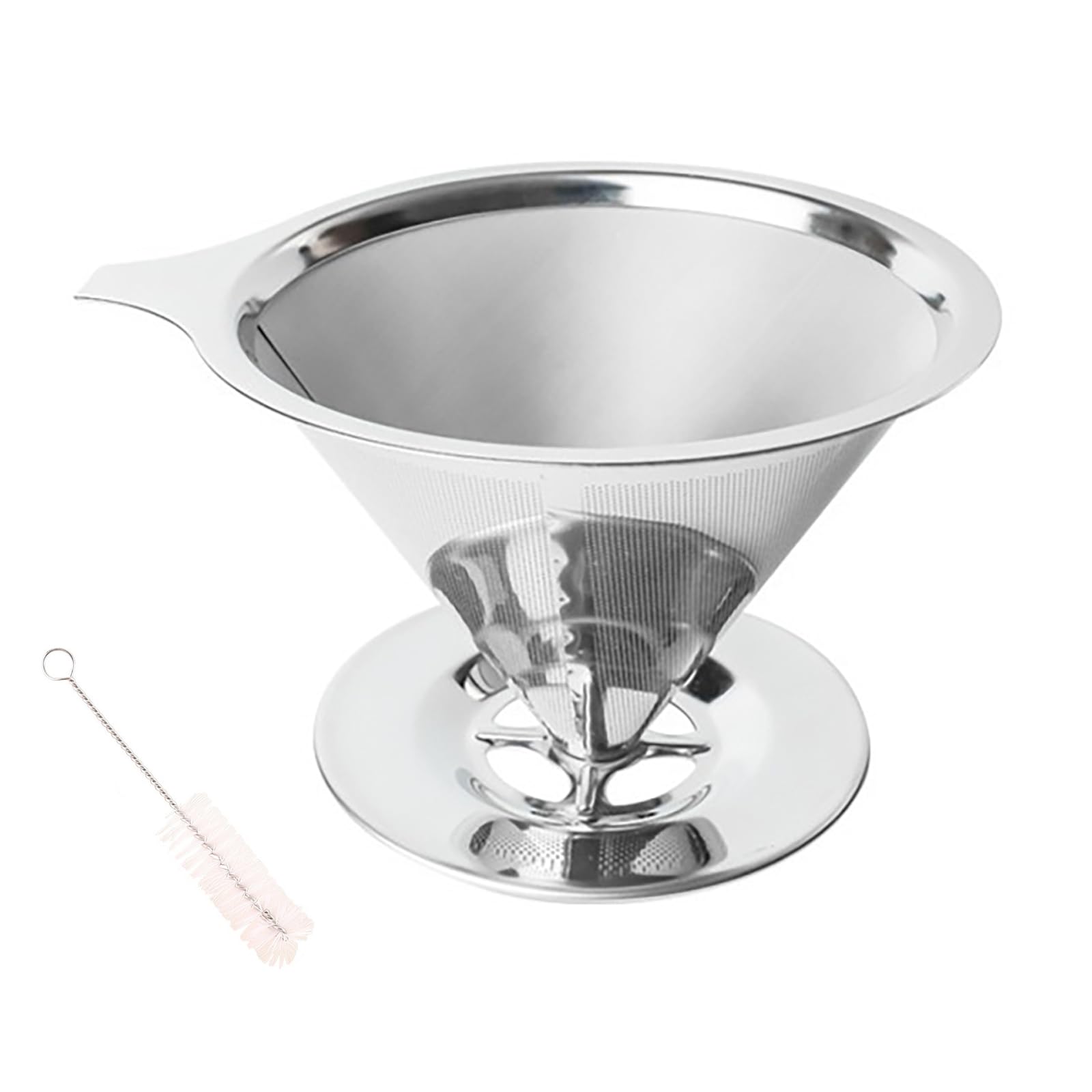 Photo 1 of ***BROKEN***Pour Over Coffee Dripper Stainless Steel Coffee Filter Metal Cone Filter Extra Fine Wire Mesh Reusable Coffee Filter Coffee Maker (Silver, 1-6 Cups)***BROKEN***