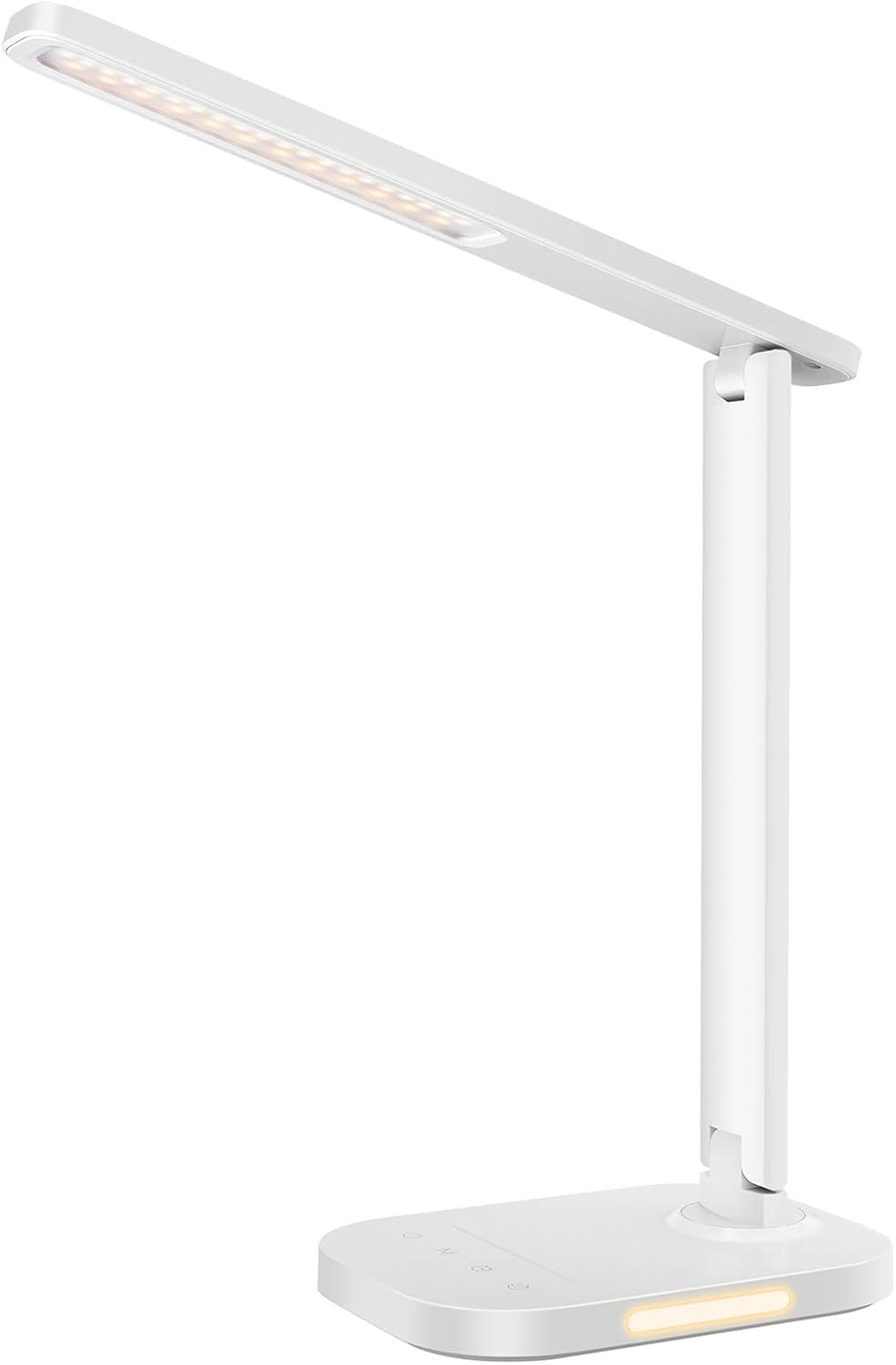LITOM LED Desk Lamp, Eye-Caring Office Table Lamps with Night Light, 10 Brightness, 5 Color Temperature, USB Charging Port, 1H Timer, Touch Control, Memory Function for Reading, Work, Study (White) - - 