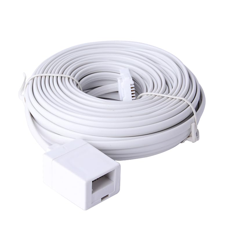 ERHUO 15m BT to BT Extension 4 wire Flat Home Telephone Phone Cable Lead Cable Extension Cable for BT UK Landline Phone Cord Home & Office Fax (15m)