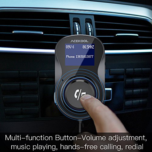 Bluetooth FM Transmitter with One Key Control,Acekool Wireless Car Radio Adapter Receiver Hands-free Call with QC3.0 and Dual USB Ports,1.44’’ Display,TF Card Mp3 Player [Air Vent Holder Include] - Thumbnail 4