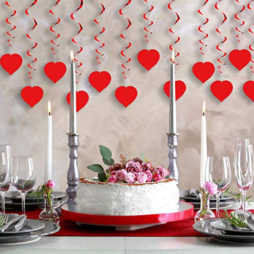 Valentines Day Decorations - 24 PCS Hanging Heart Swirls Hanging Decorations for Anniversary Wedding Bridal Celebration and Party Supplies
