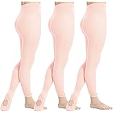 DIPUG 1/2/3 Pairs Girls' Convertible Ballet Tights/Soft Transition Dance Tight(Toddler/Kids)