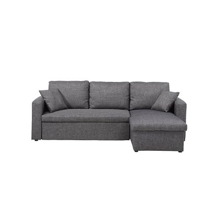 Cravog Canapé Dangle Convertible En Tissu Gris Chiné