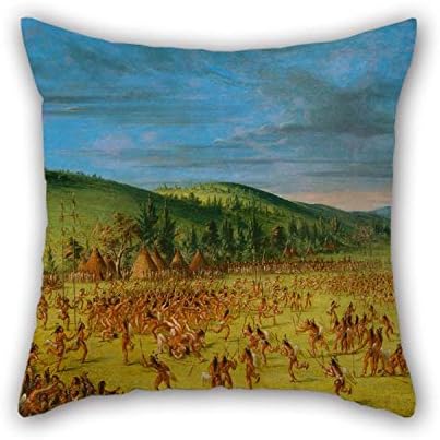16 X 16 Inches / 40 By 40 Cm Oil Painting George Catlin - Ball-play Of The Choctaw--Ball Up Throw Cushion Covers Twin Sides Ornament And Gift To Outdoor Girls Drawing Room Car Seat Son Chair