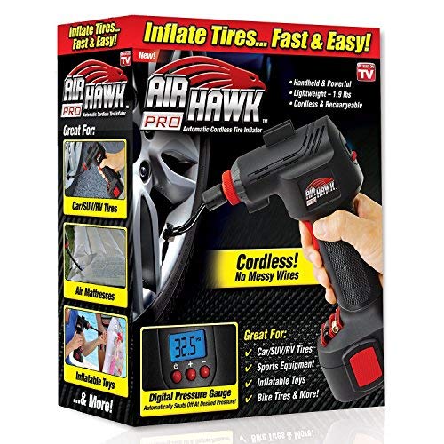 Air Hawk PRO Cordless Portable Air Compressor, Easy-To-Read Digital Pressure Gauge ...