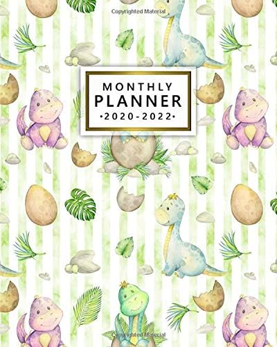 2020-2022 Monthly Planner: Adorable Baby Dinosaur Three Year (36 Months) Calendar & Agenda with Monthly Spread Views - 3 Year Organizer with Inspirational Quotes, To-Do’s, Vision Boards & Notes