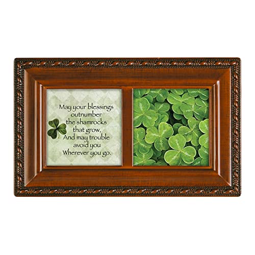 Irish Music Cottage Garden Irish Blessings Musical Jewelry Box - Woodgrain Rope Trim Plays Irish Lullaby Cottage Garden Jewelry Box With Irish Lullaby