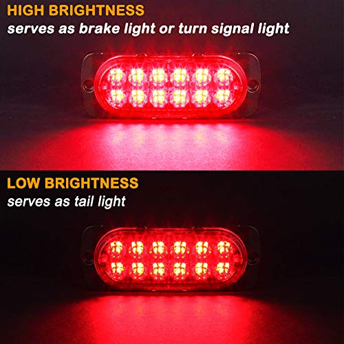 Pack of 2 Aluminum Housing Red LED Trailer Stop Brake Turn Tail Lights, AT-HAIHAN DOT Compliant Waterproof Surface Mount Lighting for Truck Tractor Jeep RV