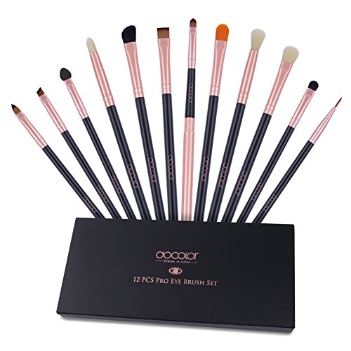 Docolor 12Pcs Eye Makeup Brushes,Professional Eyeshadow Blending Brushes Set,Eye Shadow,Eyeliner,Concealer,Eyebrow,Foundation,Highlight,Lip,Liquid Cream Eye Brushes