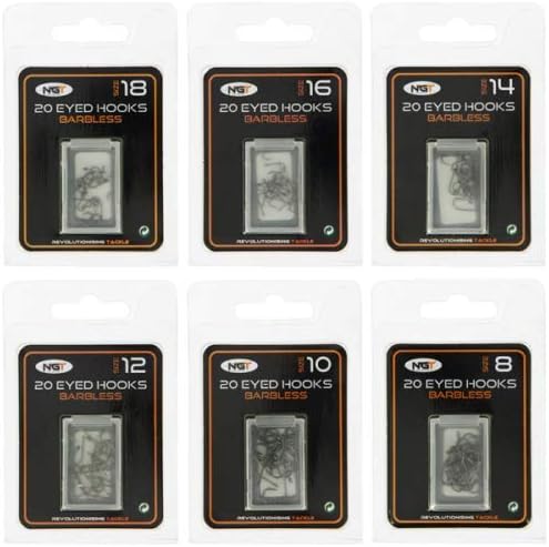 Next Generation Tackle NGT Box of 20 Eyed Barbless Fishing Hooks in SIZE 12