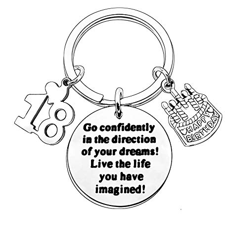 MADHAHEFU 18th Birthday Gifts for Women - Inspirational Keyring Present for Son, Daughter, Boys, Girls - Happy 18th Birthday