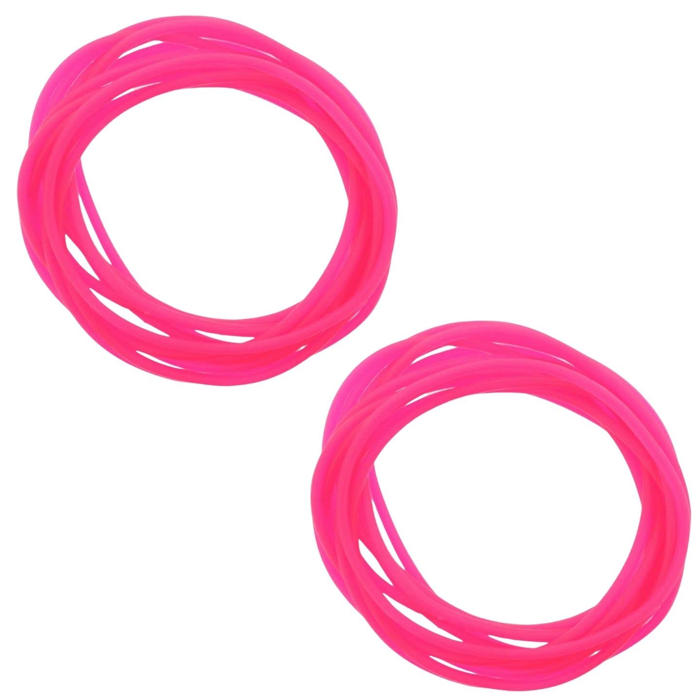 Topkids Accessories 24pc Gummy Bracelets Rubber Bangles Kids Party Bag Favour Fillers Jelly Jewellery Wrist Bands 80s Neon 90s Fancy Dress Fashion Wristbands (Neon Pink) โ image 1