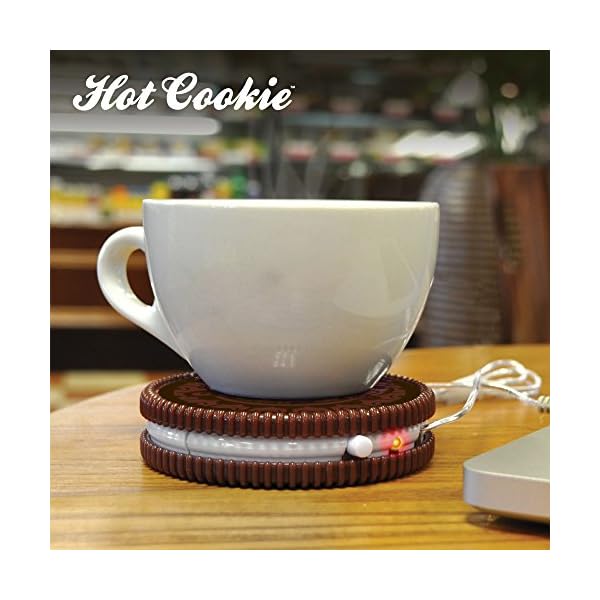 Mustard NG1702 USB Cup Mug Warmer Coaster - Dark Brown Hot Cookie