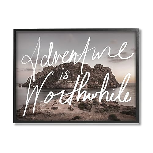 Stupell Industries Adventure is Worthwhile Nature Black Framed Giclee Art Desig…