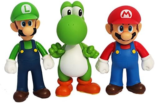 3pcs/set Super Mario Bros Luigi Mario Yoshi PVC Action Figures toy 