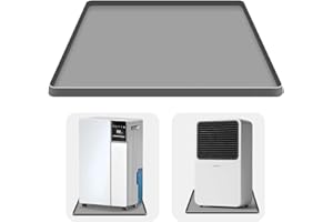 AMULOKRU Dehumidifier Drip Mat, 23.6'' x 19.7'' x 0.78'' Humidifier Silicone Drip Mat With Raised Edge, Non-Slip,Spill-Proof, Dehumidifier Drip Tray,Prevent Water Leakage and Protect Floor & Carpet-Grey