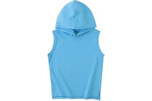 Spring&Gege Boys Hooded Tank Top Solid Basic Sleeveless Pullover Hoodie Uniform Workout Comfy T-Shirt (5-14 Years)