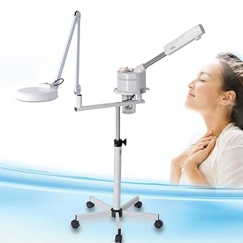 Gesichtssauna Ozon Kosmetik Bedampfer mit Lupenleuchte Dampfgerät für Gesicht Vapozon für Salon