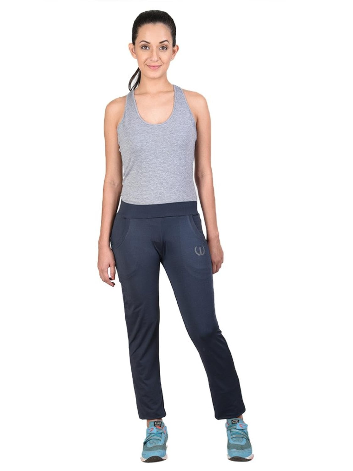 onesport women's polyester spandex jersey dark grey track pants(onsp14dg-p)