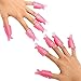 Rambling 10Pcs Acrylic Nail Art Polish Remover Wrap Cleaner Superior Clip Caps（Pink）