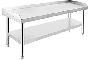 MOVECOM Equipment Grill Stand Table | Stainless Steel 48"x28"x24" | 1000 lbs Top Shelf, 220 lbs Bottom Shelf | Adjustable Legs with 2" Edge Baffle | Ideal for Commercial Kitchens, Hotels, and Homes