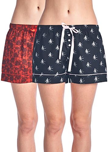 Casual Nights Women's 2 Pack Cotton Woven Lounge Boxer Shorts