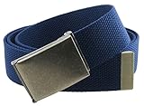 Canvas Web Belt Flip-Top Antique Silver Buckle/Tip Solid Color 50