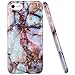 JAHOLAN Brown Marble Design Slim Glossy Flexible Soft Rubber Silicone Cover Phone Case Compatible iPhone 7 iPhone 8
