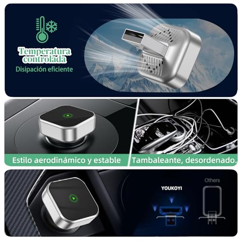 YOUKOYI Adaptador CarPlay inalámbrico 2026 Actualiza CarPlay por Cable a inalámbrico, diseño Mini USB para Coches con Apple CarPlay por Cable Integrado, Plug and Play
