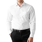 XPIZH Mens Dress Shirts Long Sleeve Collared Stretch Solid Formal Wedding Dating Business Casual Button Down Shirt Pocket