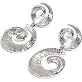 Chunky Spiral Circle Drop Earrings for Women Gold Swirl Hoop Earrings Conch Symbol Earrings Vintage Geometric Earrings Boho Statement Drop Earrings Fashion Classics Jewelry