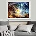 DIY 5D Diamond Painting Set Full Drill Round Rhinestone Embroidery Pictures Arts Craft for Home Wall Decoration, Ice Dragons and Fire Dragons