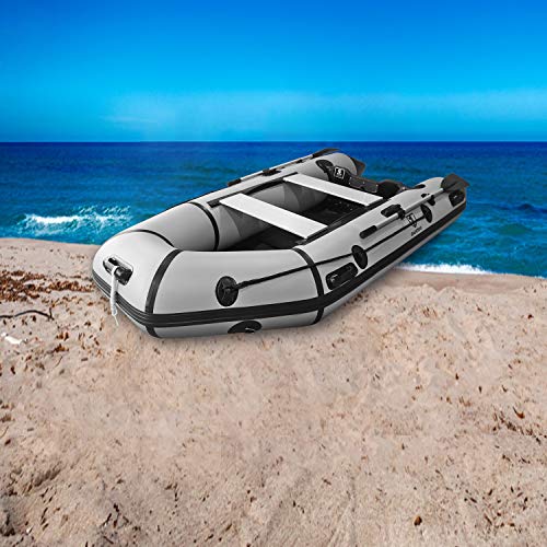 Max4out Inflatable Boat Fishing Dinghy 2 Paddles Sport Tender Inflatable Raft 10 Feets (Gray)
